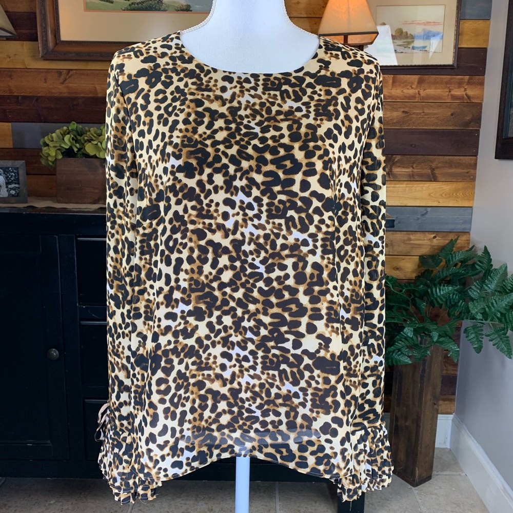 Rose and Olive Sheer Animal Print Shirt